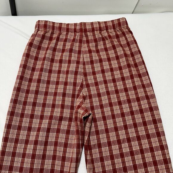 Brandy Melville Women's One Size Red Plaid Check High Rise Tilden Pants MW760 - Picture 8 of 13